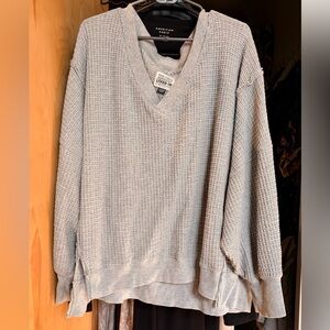 American Eagle Outfitters Light Gray V-Neck Sweater